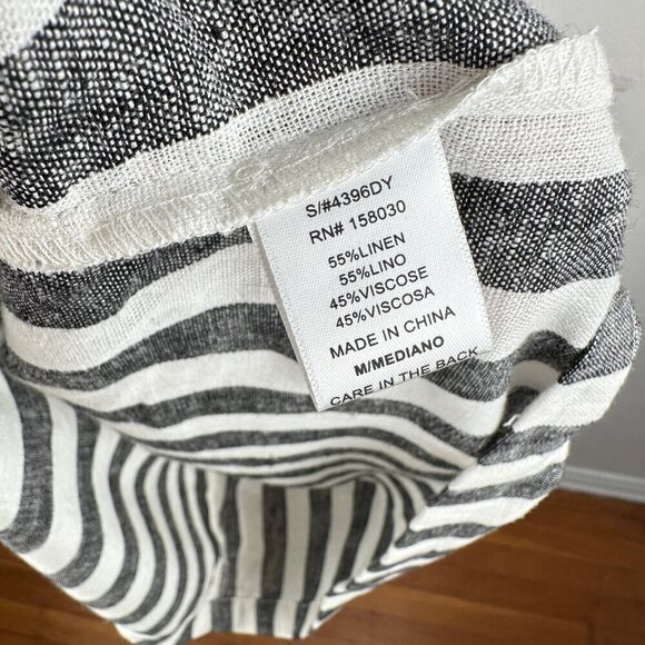 NWT Infinity Raine Love Tree Linen Button Up Stripe V Neck Dress, Size M - Picture 11 of 14